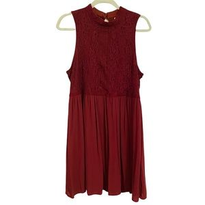 GUC - Xhilaration Dress - Size XXL, Burgundy Red - Side Zipper, Mid Length, Lace